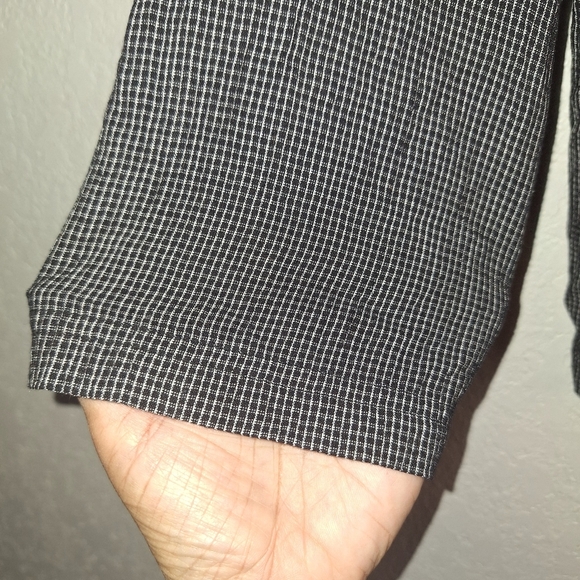 Chicos Design Size XL Black Small Checkered Light Jacket With Hood - Picture 5 of 9